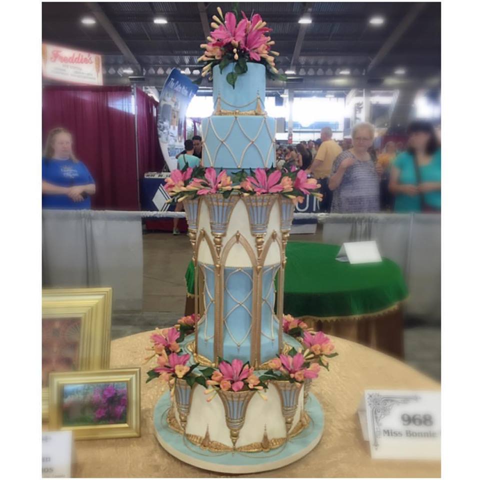 sky blue tiered cake