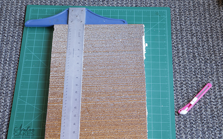 Foam panel with ruler and exacto knife